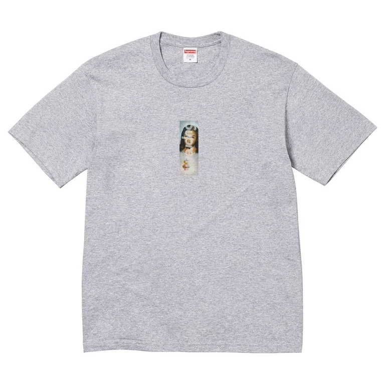 SUPREME Prayer Card Box Logo Tee Grey