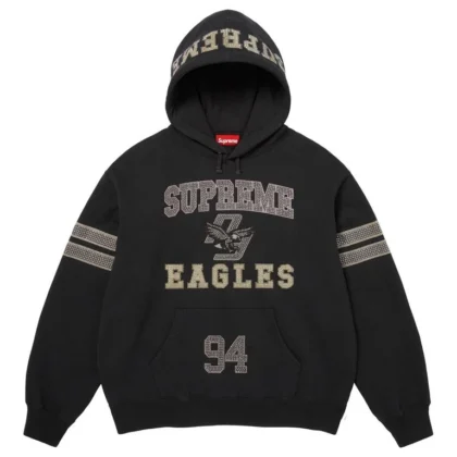 Supreme Rhinestone Eagle Hooded Sweatshirt Black